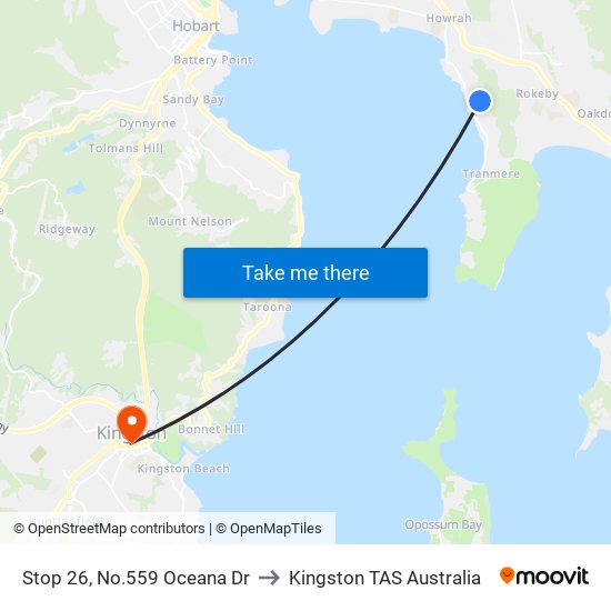 Stop 26, No.559 Oceana Dr to Kingston TAS Australia map