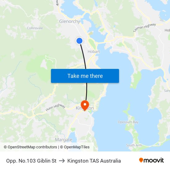 Opp. No.103 Giblin St to Kingston TAS Australia map