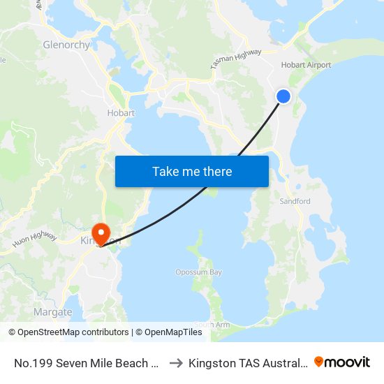 No.199 Seven Mile Beach Rd to Kingston TAS Australia map