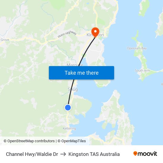 Channel Hwy/Waldie Dr to Kingston TAS Australia map