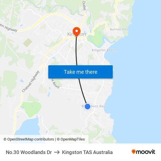 No.30 Woodlands Dr to Kingston TAS Australia map