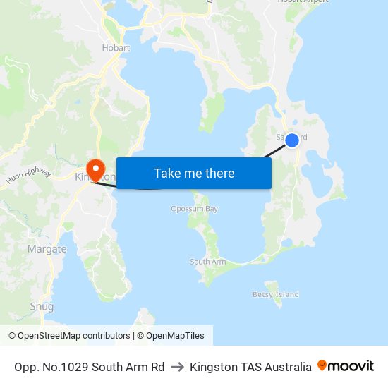 Opp. No.1029 South Arm Rd to Kingston TAS Australia map