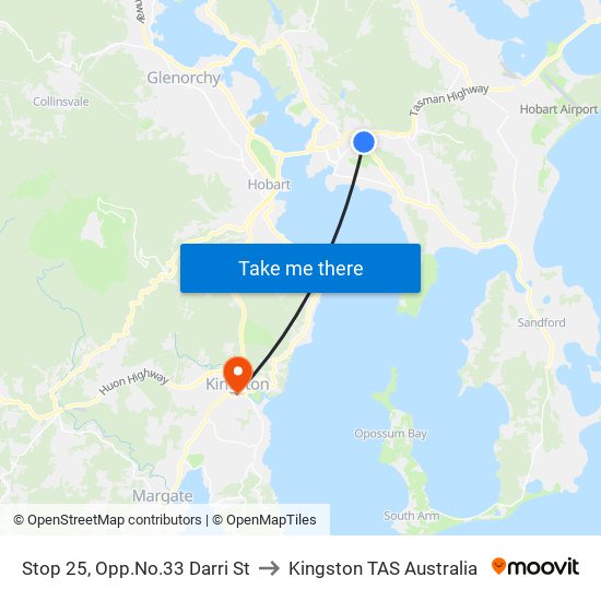 Stop 25, Opp.No.33 Darri St to Kingston TAS Australia map