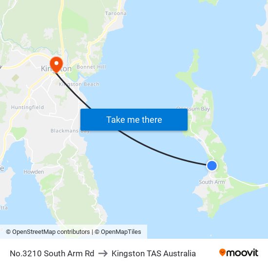 No.3210 South Arm Rd to Kingston TAS Australia map