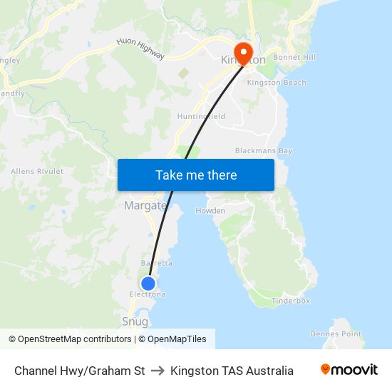 Channel Hwy/Graham St to Kingston TAS Australia map