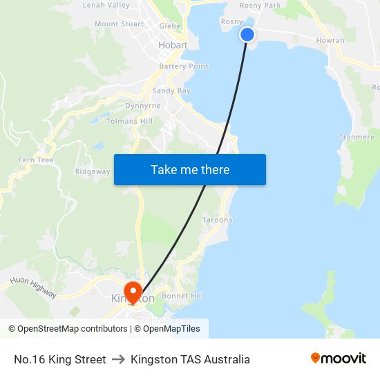 No.16 King Street to Kingston TAS Australia map