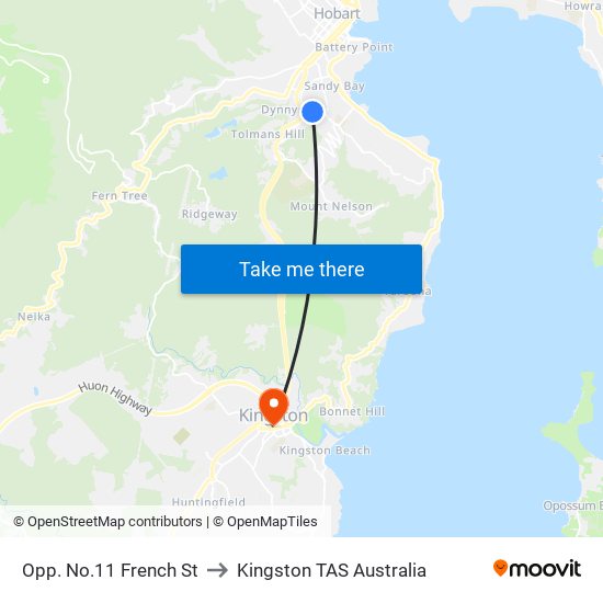 Opp. No.11 French St to Kingston TAS Australia map