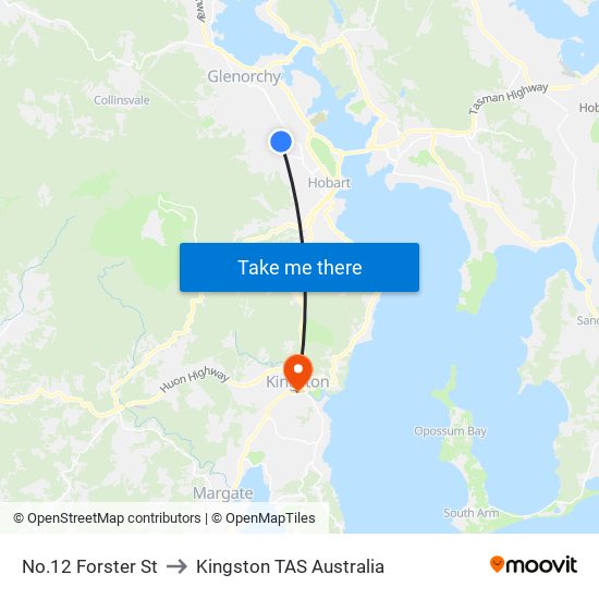 No.12 Forster St to Kingston TAS Australia map