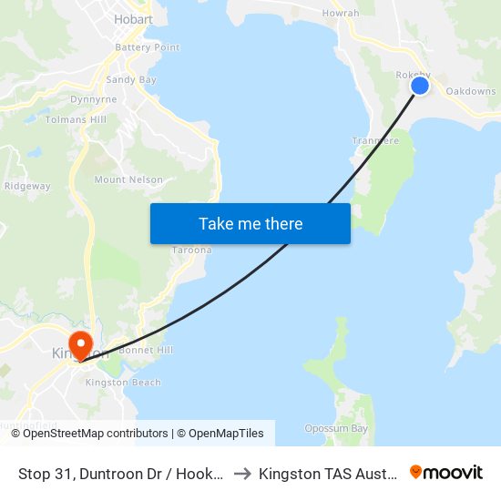 Stop 31, Duntroon Dr / Hookey St to Kingston TAS Australia map