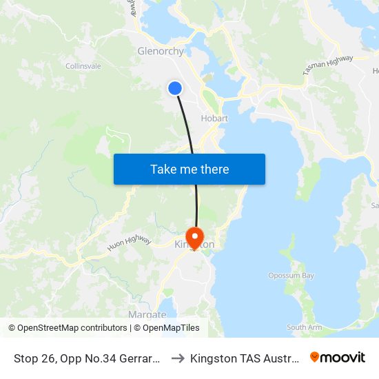 Stop 26, Opp No.34 Gerrard St to Kingston TAS Australia map