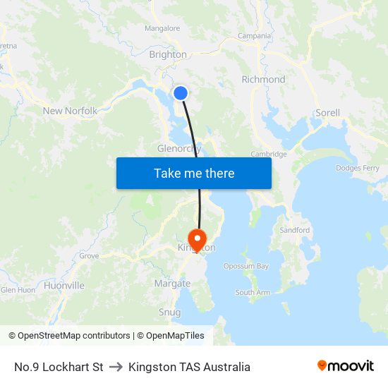 No.9 Lockhart St to Kingston TAS Australia map