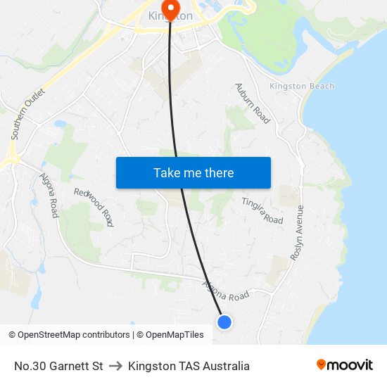 No.30 Garnett St to Kingston TAS Australia map