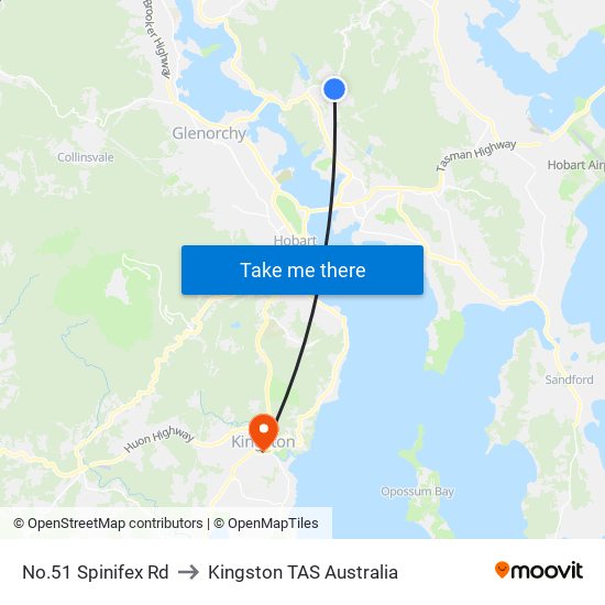 No.51 Spinifex Rd to Kingston TAS Australia map