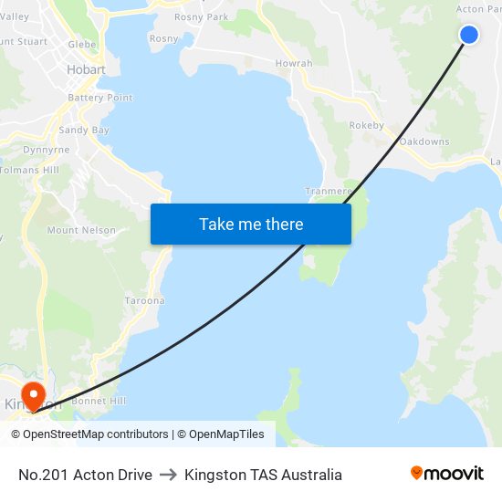 No.201 Acton Drive to Kingston TAS Australia map