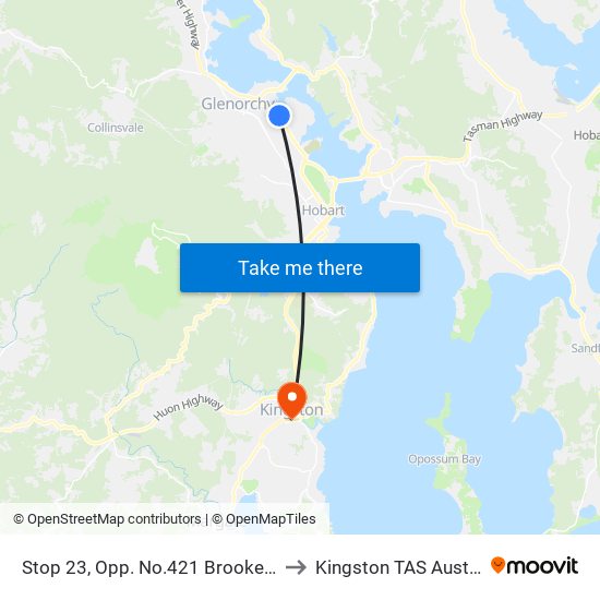 Stop 23, Opp. No.421 Brooker Hwy to Kingston TAS Australia map