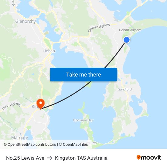 No.25 Lewis Ave to Kingston TAS Australia map