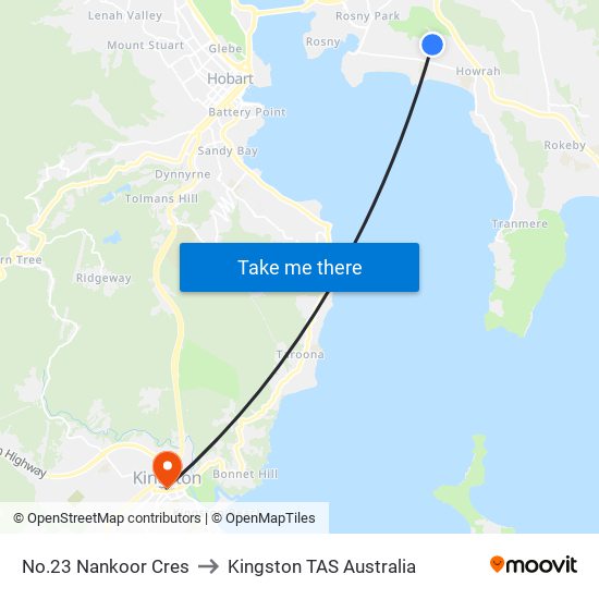 No.23 Nankoor Cres to Kingston TAS Australia map