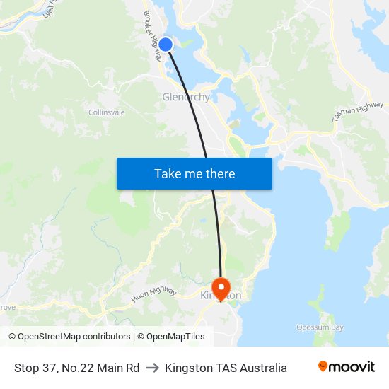 Stop 37, No.22 Main Rd to Kingston TAS Australia map