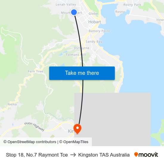 Stop 18, No.7 Raymont Tce to Kingston TAS Australia map