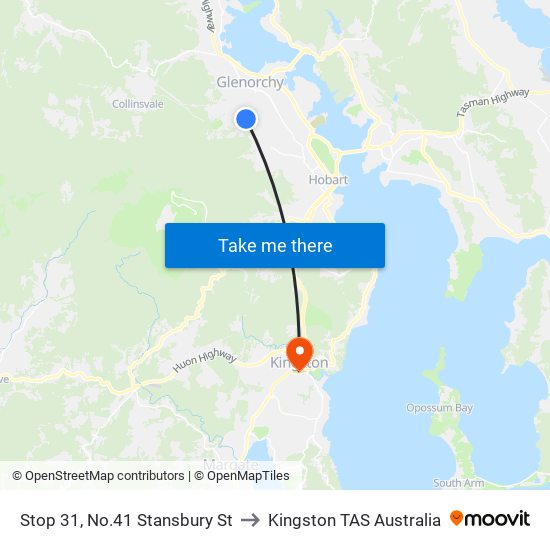 Stop 31, No.41 Stansbury St to Kingston TAS Australia map