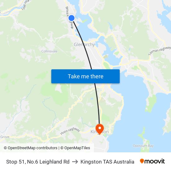 Stop 51, No.6 Leighland Rd to Kingston TAS Australia map