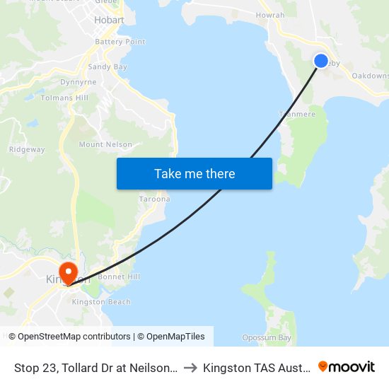 Stop 23, Tollard Dr at Neilson Park to Kingston TAS Australia map