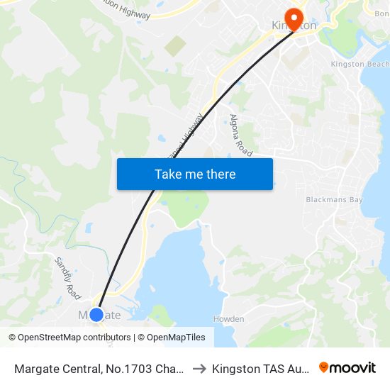 Margate Central, No.1703 Channel Hwy to Kingston TAS Australia map