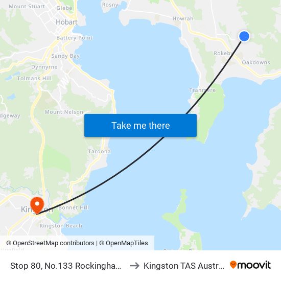 Stop 80, No.133 Rockingham Dr to Kingston TAS Australia map