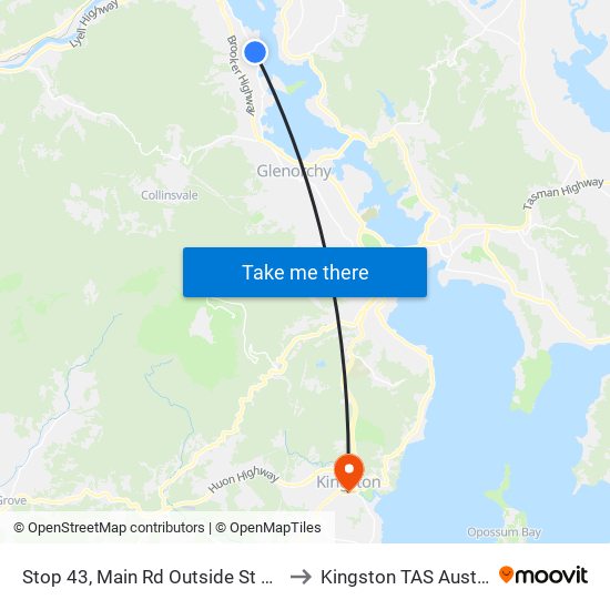 Stop 43, Main Rd Outside St Virgil's to Kingston TAS Australia map