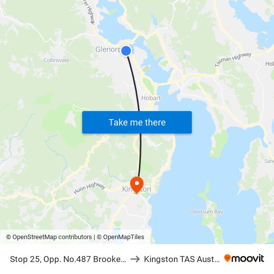 Stop 25, Opp. No.487 Brooker Hwy to Kingston TAS Australia map