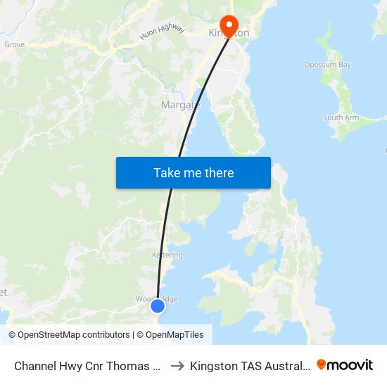 Channel Hwy Cnr Thomas Rd to Kingston TAS Australia map