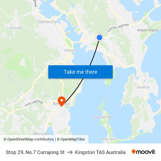 Stop 29, No.7 Currajong St to Kingston TAS Australia map