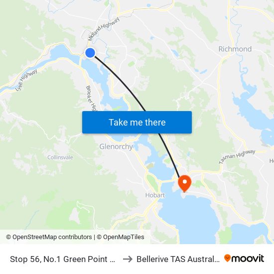 Stop 56, No.1 Green Point Rd to Bellerive TAS Australia map