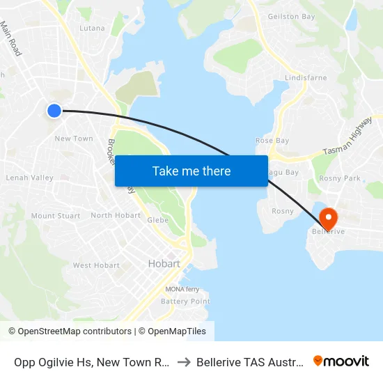 Opp Ogilvie Hs, New Town Road to Bellerive TAS Australia map