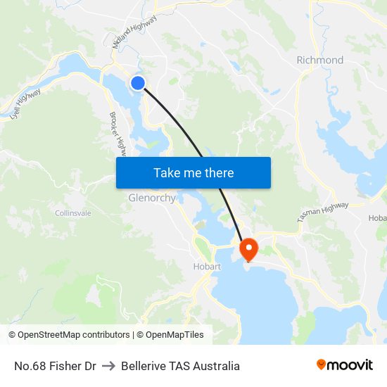 No.68 Fisher Dr to Bellerive TAS Australia map