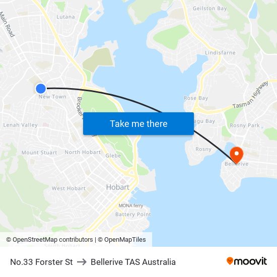 No.33 Forster St to Bellerive TAS Australia map