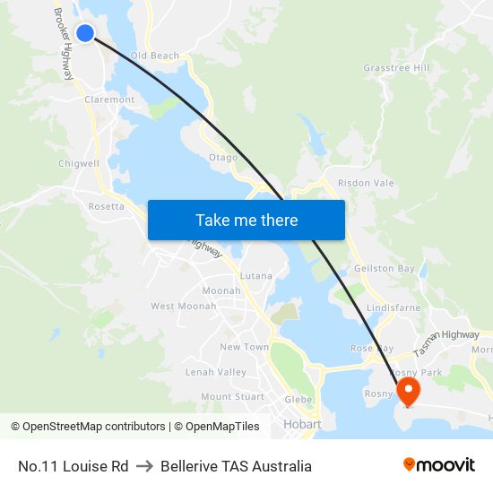 No.11 Louise Rd to Bellerive TAS Australia map