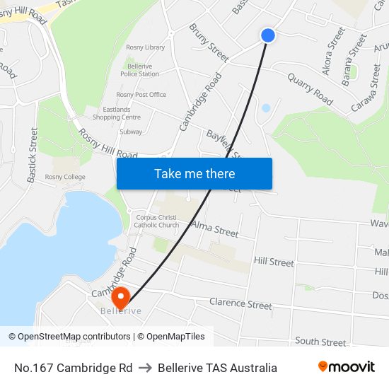 No.167 Cambridge Rd to Bellerive TAS Australia map