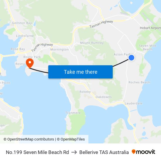 No.199 Seven Mile Beach Rd to Bellerive TAS Australia map