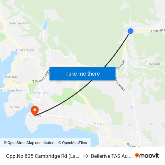 Opp.No.825 Cambridge Rd (Lazy Acres) to Bellerive TAS Australia map