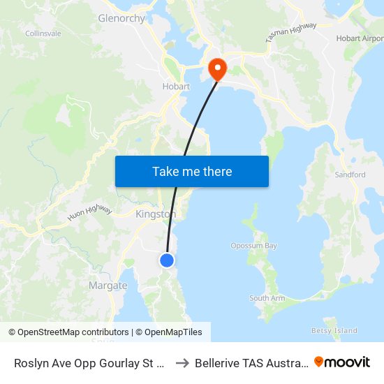 Roslyn Ave Opp Gourlay St Out to Bellerive TAS Australia map
