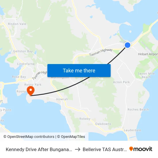 Kennedy Drive After Bungana Way to Bellerive TAS Australia map