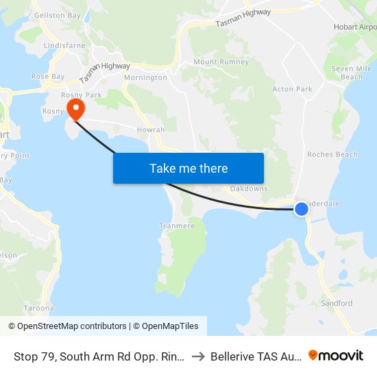 Stop 79, South Arm Rd Opp. Ringwood Rd to Bellerive TAS Australia map