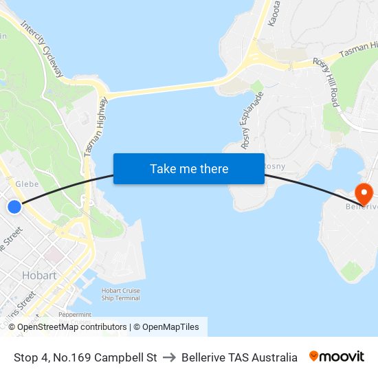 Stop 4, No.169 Campbell St to Bellerive TAS Australia map