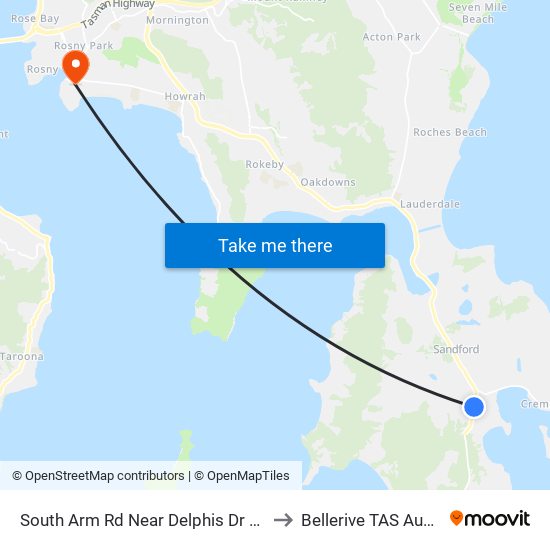 South Arm Rd Near Delphis Dr Junction to Bellerive TAS Australia map