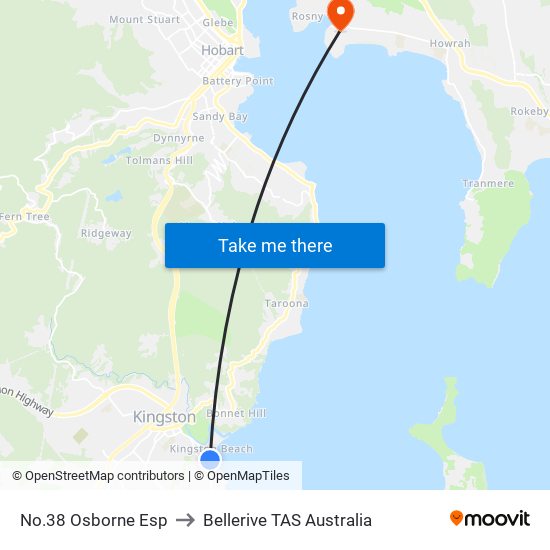 No.38 Osborne Esp to Bellerive TAS Australia map