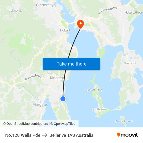No.128 Wells Pde to Bellerive TAS Australia map