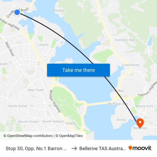 Stop 30, Opp. No.1 Barron Ave to Bellerive TAS Australia map