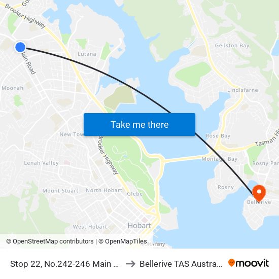 Stop 22, No.242-246 Main Rd to Bellerive TAS Australia map