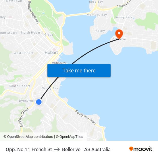 Opp. No.11 French St to Bellerive TAS Australia map